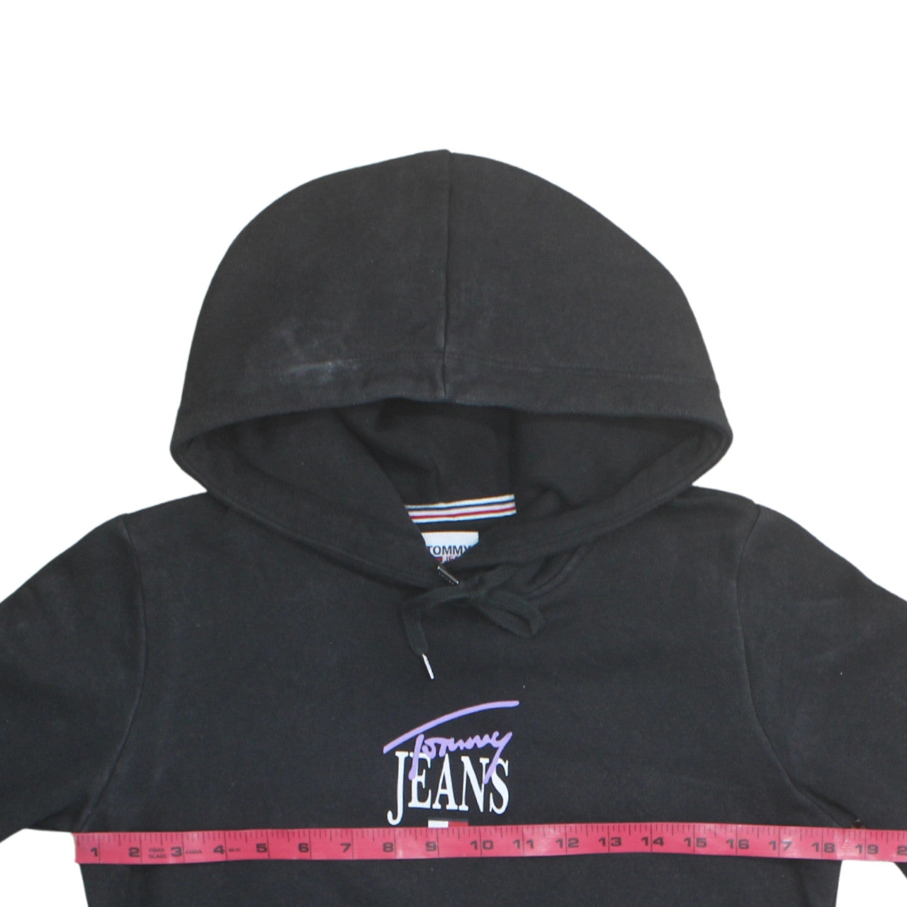 Tommy Jeans Men's Black Pullover Hoodie XS Logo Fleece Sweatshirt