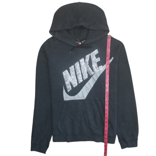Nike Womens Black XL Pullover Hoodie with Silver Logo