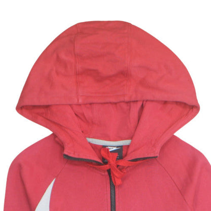 Nike Boys Red & Navy Full Zip Hoodie Small Cotton Blend Sportswear