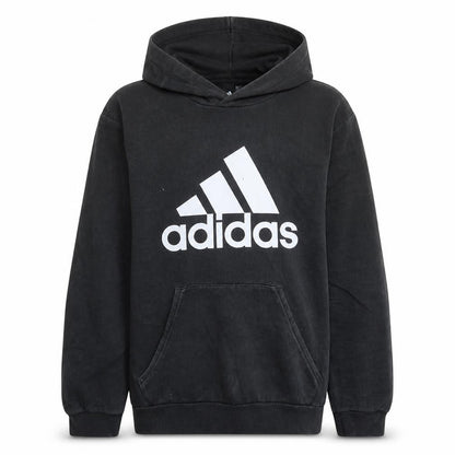 Adidas Mens Black Pullover Hoodie Size L Logo Fleece Sweatshirt