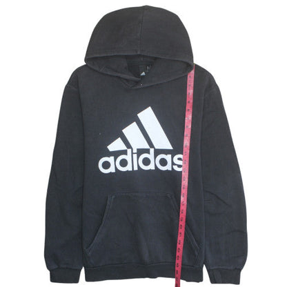 Adidas Mens Black Pullover Hoodie Size L Logo Fleece Sweatshirt