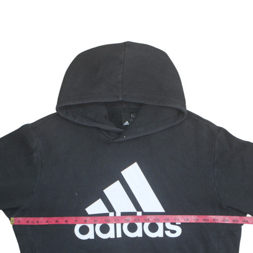 Adidas Mens Black Pullover Hoodie Size L Logo Fleece Sweatshirt