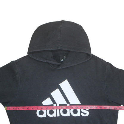 Adidas Mens Black Pullover Hoodie Size L Logo Fleece Sweatshirt