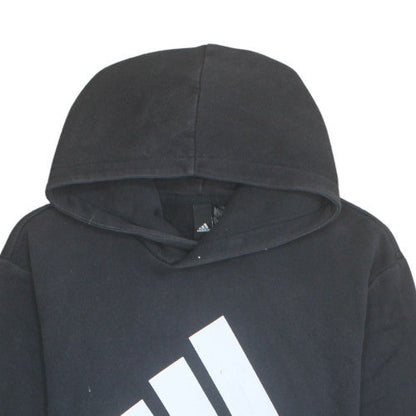 Adidas Mens Black Pullover Hoodie Size L Logo Fleece Sweatshirt