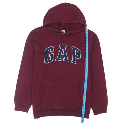 GAP Mens Burgundy Pullover Hoodie XL Cotton Blend Logo Sweatshirt