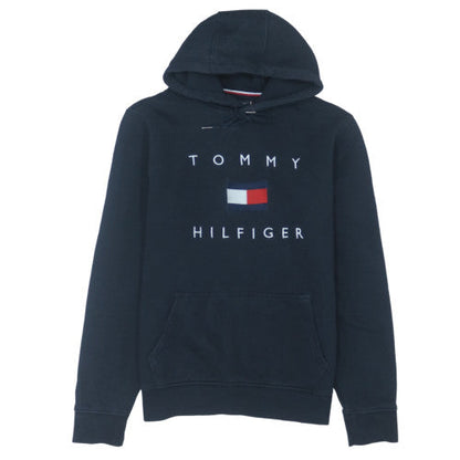 Tommy Hilfiger Men's Blue Logo Hoodie Size L Pullover Fleece