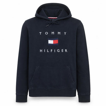 Tommy Hilfiger Men's Blue Logo Hoodie Size L Pullover Fleece