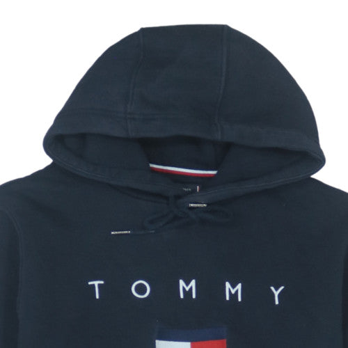 Tommy Hilfiger Men's Blue Logo Hoodie Size L Pullover Fleece