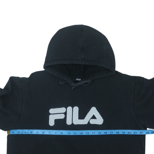 Fila Men Black Pullover Hoodie L Logo Cotton Blend Sweatshirt