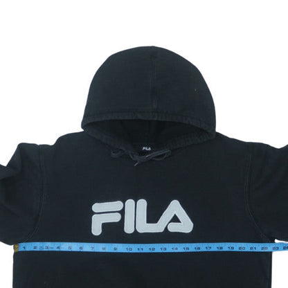 Fila Men Black Pullover Hoodie L Logo Cotton Blend Sweatshirt