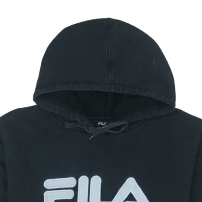 Fila Men Black Pullover Hoodie L Logo Cotton Blend Sweatshirt