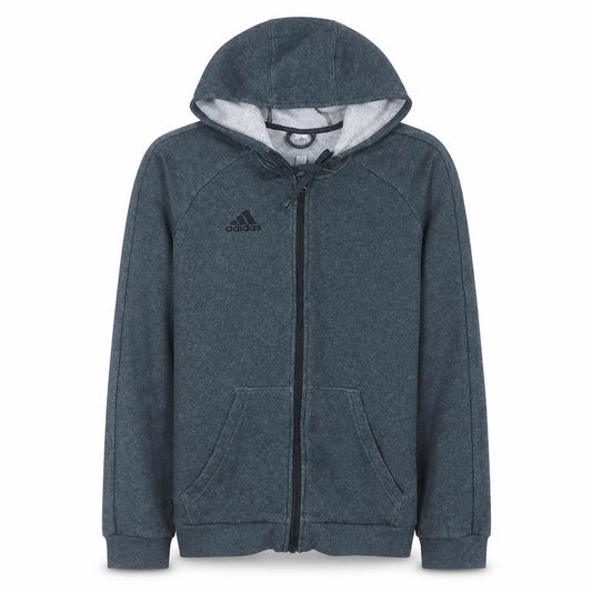 Front view of Adidas Men's Grey Full Zip Fleece Hoodie, size S