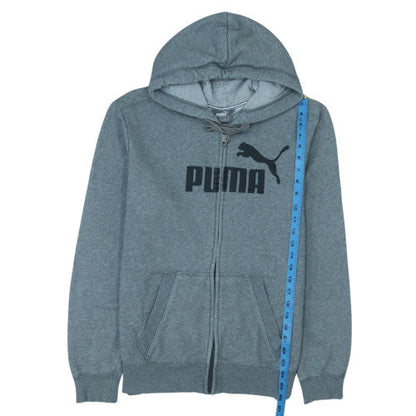 Puma Men's Grey Full Zip Hoodie M Graphic Logo Sportswear