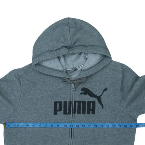 Puma Men's Grey Full Zip Hoodie M Graphic Logo Sportswear
