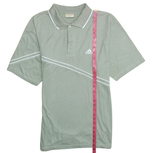@fashion Mens Green XL Cotton Polo Shirt with Adidas Style Logo