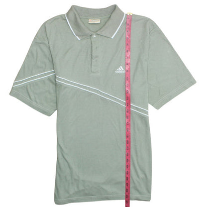 @fashion Mens Green XL Cotton Polo Shirt with Adidas Style Logo