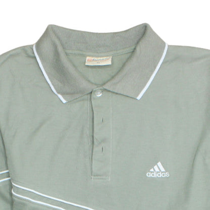 @fashion Mens Green XL Cotton Polo Shirt with Adidas Style Logo