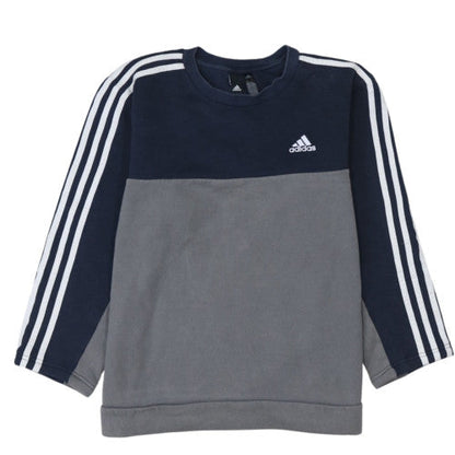 Adidas Womens Grey & Navy Sweatshirt M Crew Neck Logo Pullover
