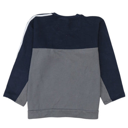 Adidas Womens Grey & Navy Sweatshirt M Crew Neck Logo Pullover