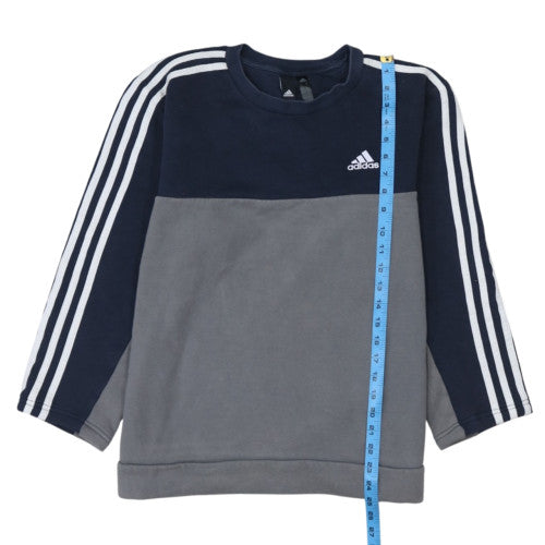 Adidas Womens Grey & Navy Sweatshirt M Crew Neck Logo Pullover