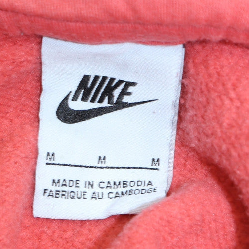 Nike Womens Coral Pink Pullover Hoodie Size M Fleece Lined Casual