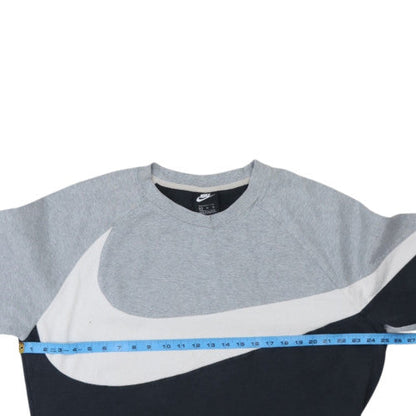 Nike Men's Grey Black XL Pullover Crew Neck Logo Sweatshirt