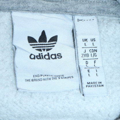 Adidas Men's Grey Pullover Hoodie L Regular Fit Fleece Sweatshirt