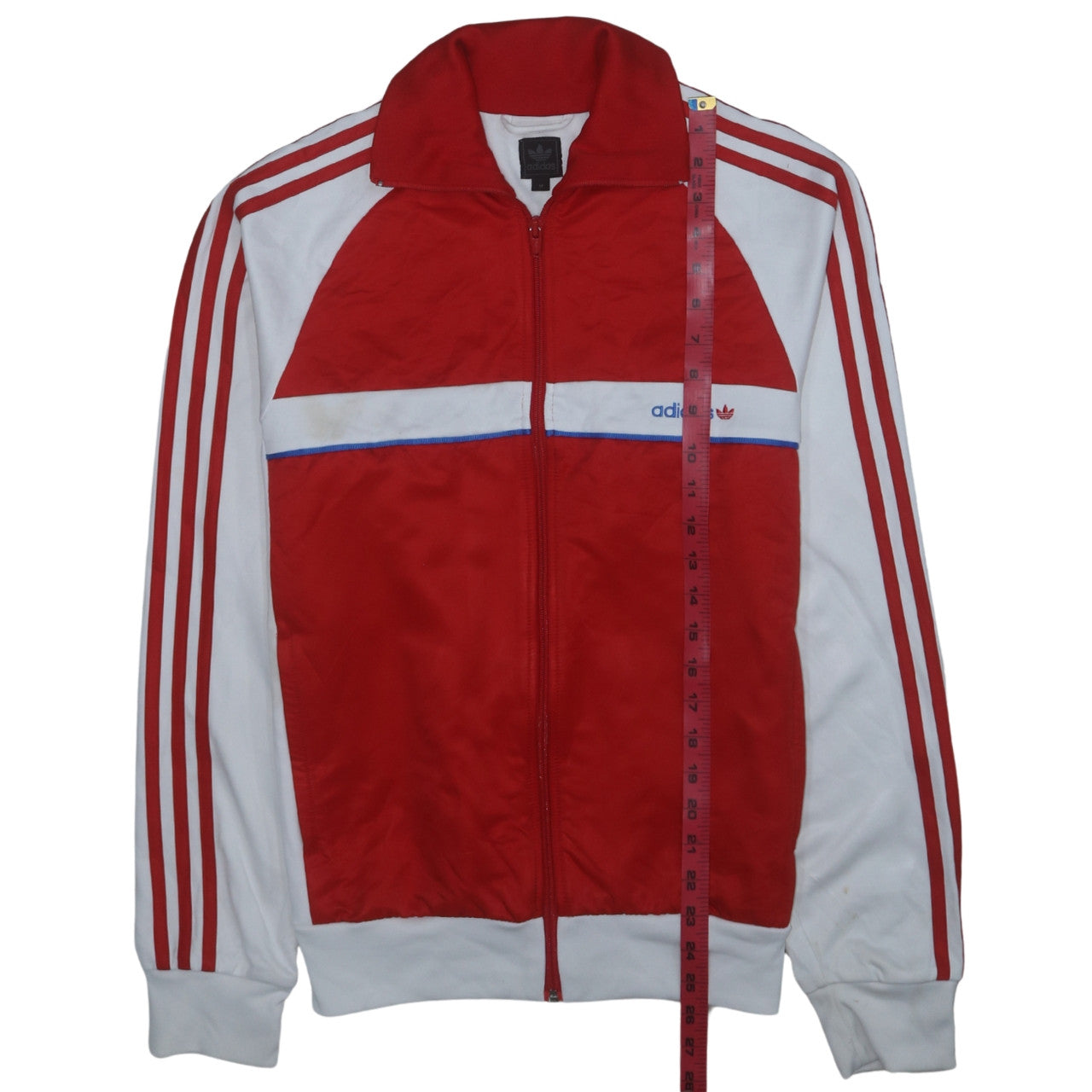 Adidas Men's Red White Full Zip Retro Sports Sweatshirt M