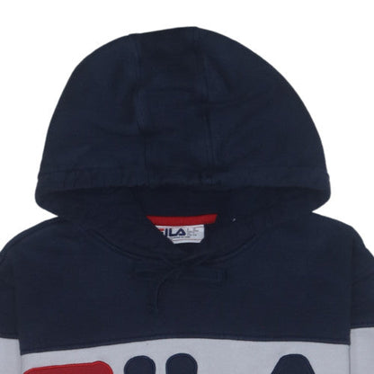 FILA Mens Multicoloured Pullover Hoodie Size L Logo Fleece Sweatshirt