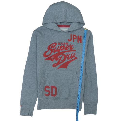 Superdry Men’s Grey Pullover Hoodie M Graphic Fleece Sweatshirt