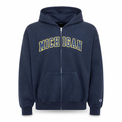 Champion Men's Navy Michigan Full Zip Hoodie XL Fleece