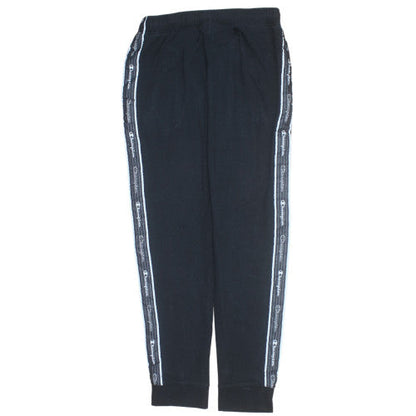 Champion Men's Black Jogger Trousers M Elastic Waist Side Stripe