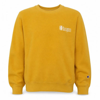 Champion Mens Yellow Crew Neck Sweatshirt M Cotton Blend Pullover