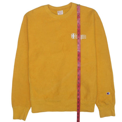 Champion Mens Yellow Crew Neck Sweatshirt M Cotton Blend Pullover