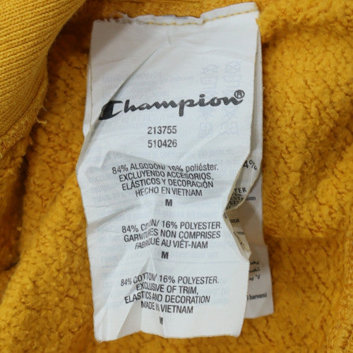 Champion Mens Yellow Crew Neck Sweatshirt M Cotton Blend Pullover