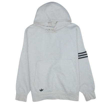 Adidas Men's White XL Pullover Hoodie with Logo and 3 Stripes