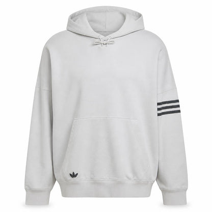 Adidas Men's White XL Pullover Hoodie with Logo and 3 Stripes