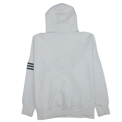 Adidas Men's White XL Pullover Hoodie with Logo and 3 Stripes