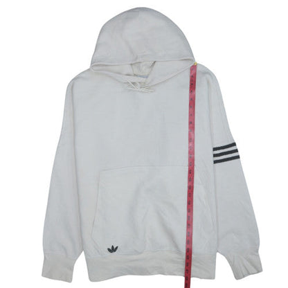 Adidas Men's White XL Pullover Hoodie with Logo and 3 Stripes