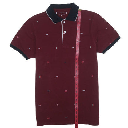 Tommy Hilfiger Men's Red XL Cotton Logo Collared Short Sleeve Polo Shirt