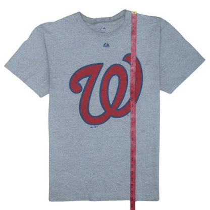Majestic Men's Grey Washington Nationals Sports Logo T-Shirt Size L