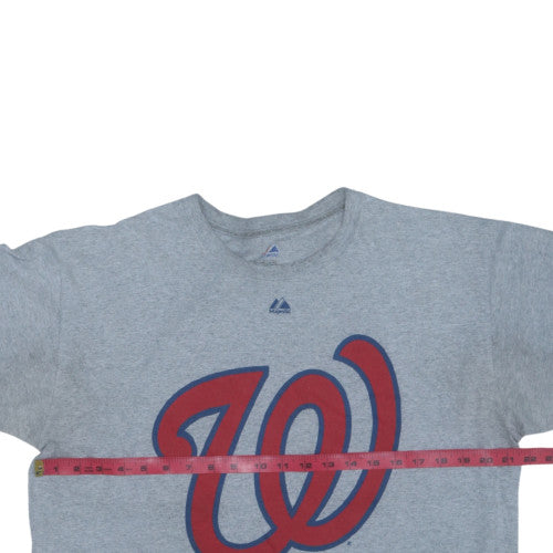 Majestic Men's Grey Washington Nationals Sports Logo T-Shirt Size L