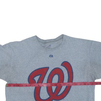 Majestic Men's Grey Washington Nationals Sports Logo T-Shirt Size L