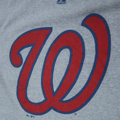 Majestic Men's Grey Washington Nationals Sports Logo T-Shirt Size L