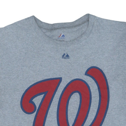 Majestic Men's Grey Washington Nationals Sports Logo T-Shirt Size L
