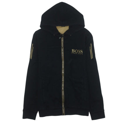 Hugo Boss Men's Black Full Zip Hoodie L Regular Fit Cotton Blend