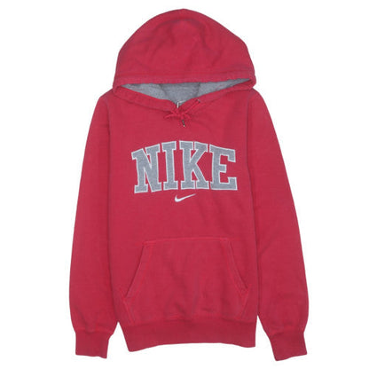 Nike Womens Red Pullover Hoodie Small Cotton Blend Logo Style