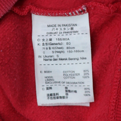 Nike Womens Red Pullover Hoodie Small Cotton Blend Logo Style