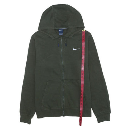 Nike Women Green Full Zip Hoodie L Cotton Blend Logo Casual