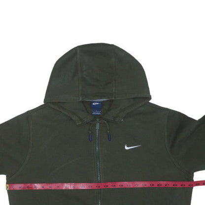 Nike Women Green Full Zip Hoodie L Cotton Blend Logo Casual